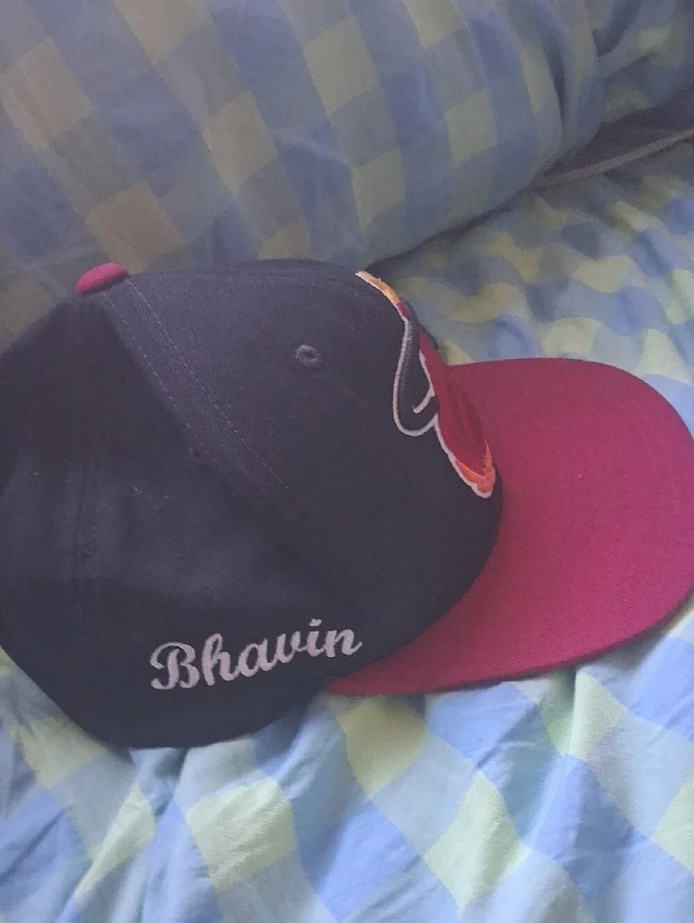 MICHELL AND NESS MLB Black Cap with Burgundy Brim and Logo